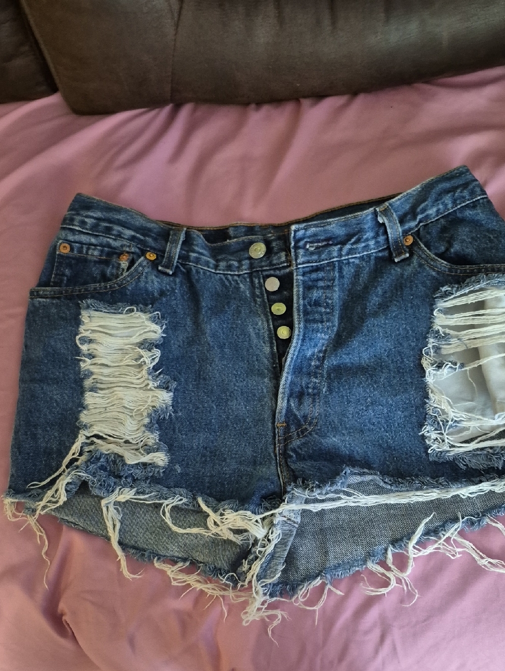 Levi's Distressed Blue Denim Jean Shorts